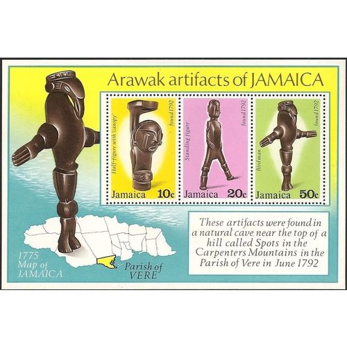 Jamaica 1978 Arawak Artefacts M/S Mounted Mint MM SG MS451 Sc 441a stamp