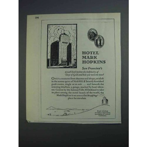 1927 Hotel Mark Hopkins Ad - San Francisco