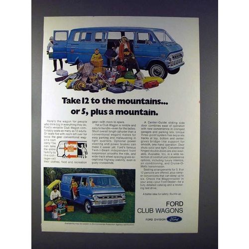 1972 Ford Club Wagon Van Ad - Take 12 to Mountains