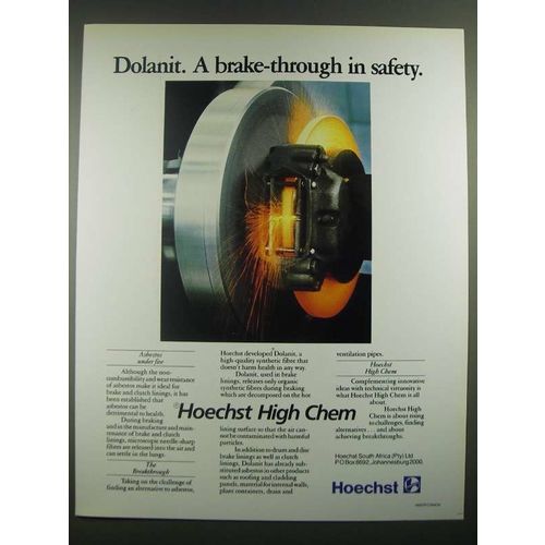 1988 Hoechst High ChemDolanit Fibre Ad - A Brake-Through in Safety