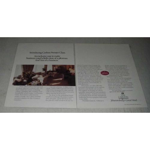 1988 Westin The Carlton Johannesburg Hotel Ad - Premier Class
