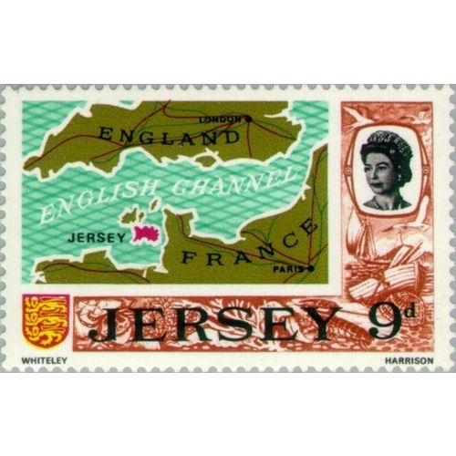 Jersey QEII 1969 9d Map Mounted Mint MM SG 22 Sc 14 postage stamp channel france