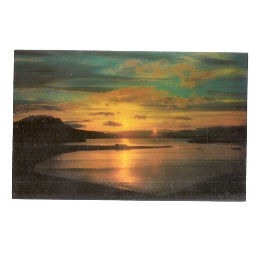 SUNSET OVER ARDMAIR BAY, ULLAPOOL, WESTER ROSS unused postcard =