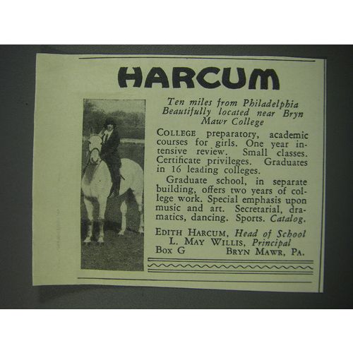 1930 Harcum School Ad - Harcum Ten miles from philadelphia