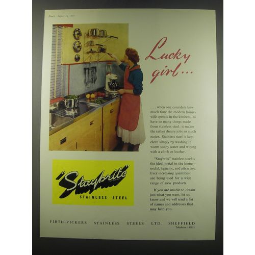 1957 Firth-Vickers Stainless Steel Ad - Lucky girl