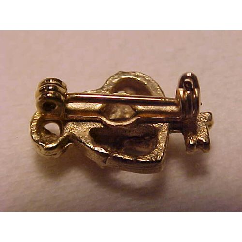 Heart Pin Skeleton Key Pin Green Aqua Rhinestone Gold Heart Pin 5/8"