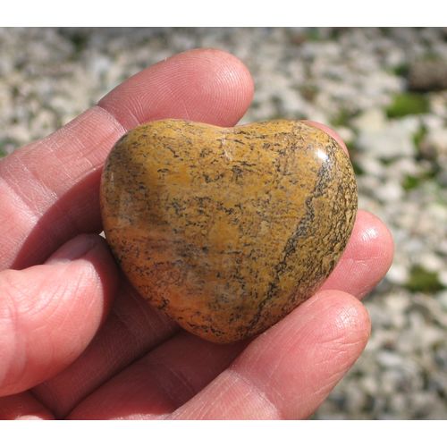 B Picture Jasper Puffed Heart Palm Stone Touch Gemstone Metaphysical Energy Work