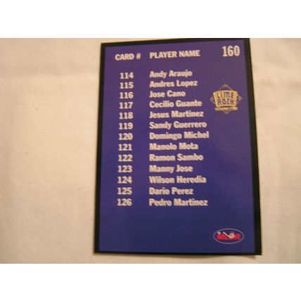 1993 Lime Rock Winter League GOLD NO.160 CHECKLIST Azucareros Del Este