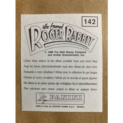 Who Framed Roger Rabbit Sticker # 142 (A) unused 1988 Panini Disney