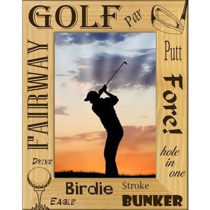 Golf Sayings Laser Engraved Wood Picture Frame Portrait (8 x 10)