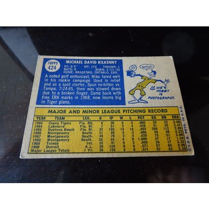 1970 Topps Card # 424 Mike Kilkenny Very Good (3) Detroit Tigers