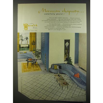 1956 Barwick Mills Carpet Advertisement - Moroccan Rhapsody.. colorfully yours!