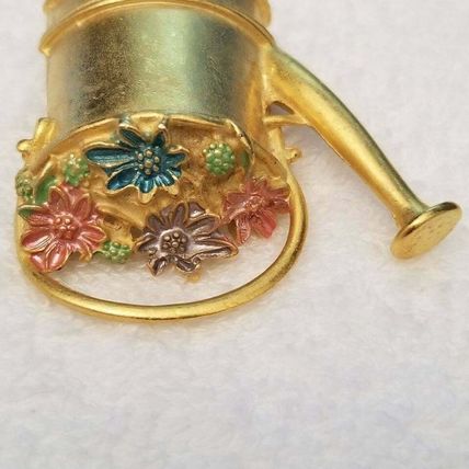 Gold Tone Water Can With Flowers Brooch