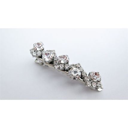 Small silver metal and clear crystal alligator hair claw clip for thin fine hair