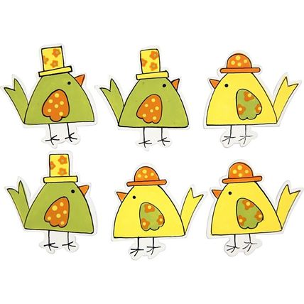 Wood Veneer Chicks Pack of Six Two Designs Stick On Scrapbooking Card Making CR7