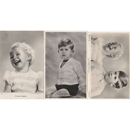 Prince Charles & Princess Anne 3x Royal Children Old Postcard s