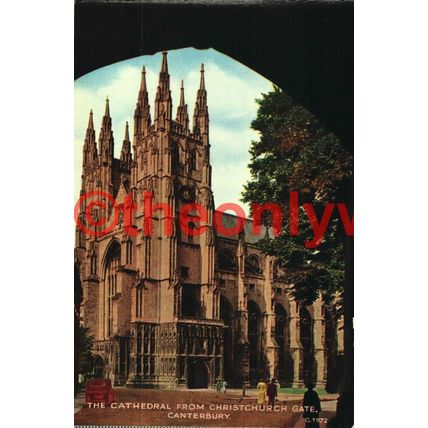 Cathedral from Christchurch Gate, Canterbury, Kent, Valentines Valesque Postcard