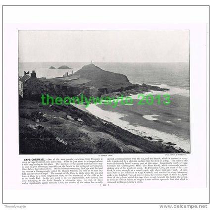 CAPE CORNWALL, A LONELY SPOT, ENGLAND, Book Illustration, c1895