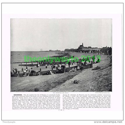 SHEERNESS, PROMENADE AND BEACH, KENT, ENGLAND, Book Illustration, c1895