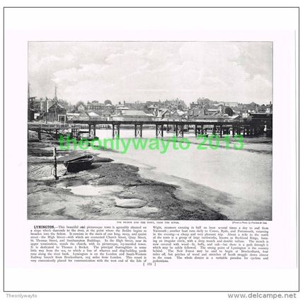 LYMINGTON, BRIDGE AND TOWN, HANTS, ENGLAND, Book Illustration, c1895
