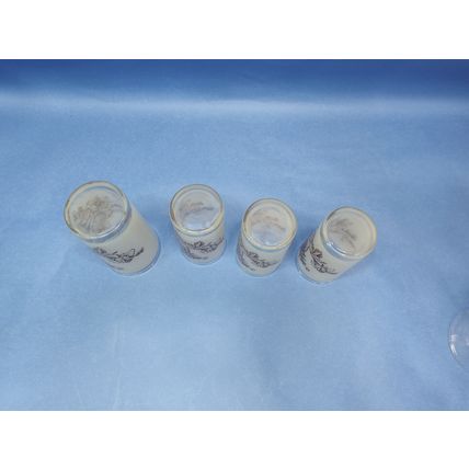 4 Vintage Swanky Swig Frosted Brown Roses Drinking Glasses 3 Juice 1 Water