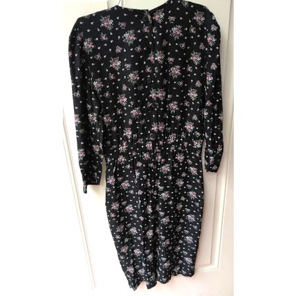 Vintage R J Stevens Carol Escritor Womens Size 4 P Black Pink Floral Dress 90s