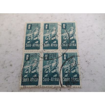 South Africa - stamps - a block of 6 - 1d stamps - 3 x South and 3 x Suid