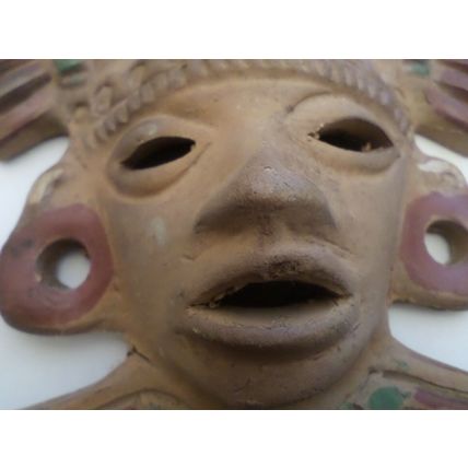 Vintage - Mayan - Mexico - Terracotta - Mask/Wall Hanging- 1980`S - Approx. 28cm