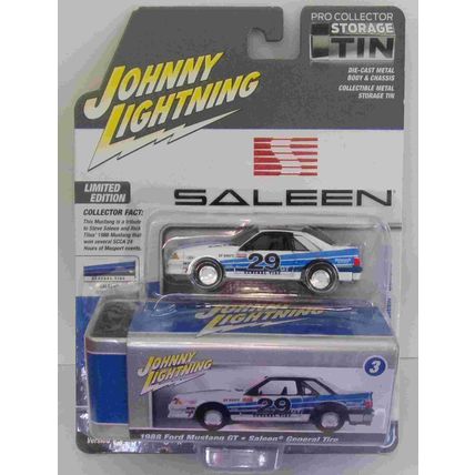 JOHNNY LIGHTNING 1988 FORD MUSTANG GT SALLEN TIRE VER B ' Storage Tin ' (2024)