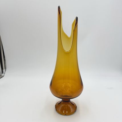 MCM LE Smith Swung Amber 15” Art Glass Vase
