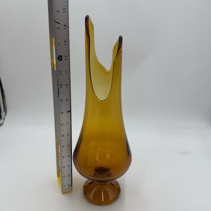 MCM LE Smith Swung Amber 15” Art Glass Vase