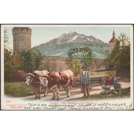 Alter Stadtturm und Pilatus, Luzern, 1904 - Preis Karte AK