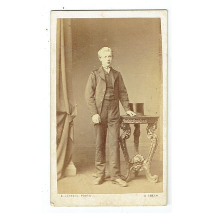 Victorian cdv photo young man standing Wisbech photographer
