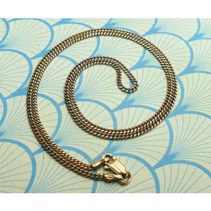 Vintage Italian Rose Gold Plated 925 Sterling Silver Curb Link Chain Necklace