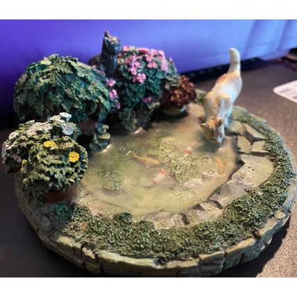 Ornamental Pond with Cat for a Dollshouse Garden