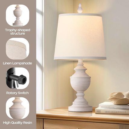 PARTPHONER Retro Table Lamps Set of 2, Bedside Lamp for Bedroom Rustic Farmhouse