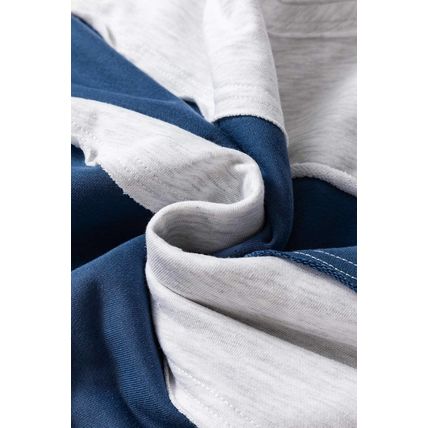 Sail Blue Colorblock Striped Patchwork Raw Seamed Sweatshirt