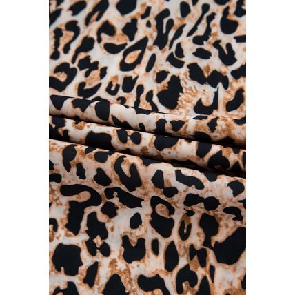 Apricot Leopard V Neck Half Sleeve Blouse