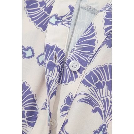 Sky Blue Printed Shirt Collar Half Button A-line Mini Dress