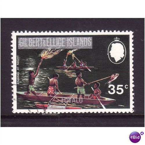 TUVALU ( TUVALU ) OPT 1976 SG25 35c FISHING AT NIGHT FINE USED