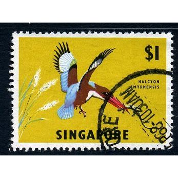 Singapore 1962 $1 Kingfisher bird definitive, used, SG 75