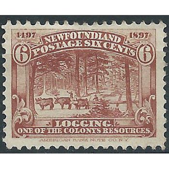 Newfoundland 1896 SG71 6c Red-Brown Mint No Gum . . ..