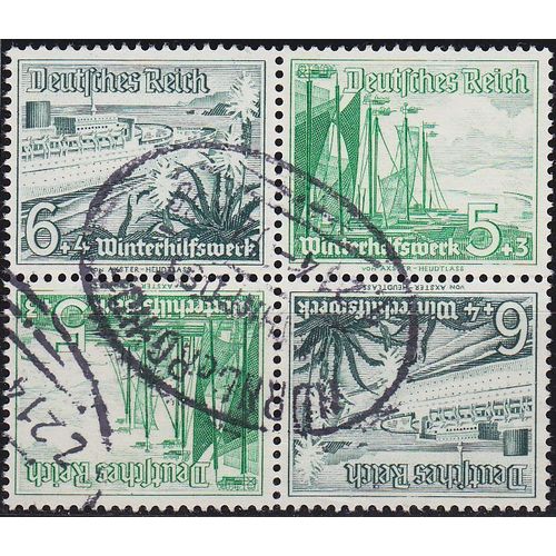 GERMANY REICH [Zdr] SK32 4er ( O/used ) Schiffe kopfstend Bahnstempel