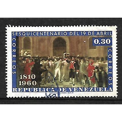 VENEZUELA 1960 ANNIV IND CENTRES 30c BLUE SG 1632 FINE USED#2
