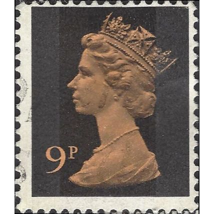 GB, Queen Elizabeth Machin, orange & black 1972, 9p