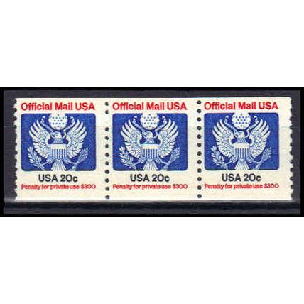 O135 20c Eagle Fine MNH Strip of 3 KA2025