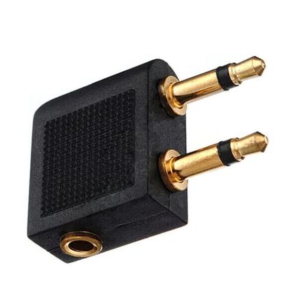 Aeroplane Airplane Airline In-Flight Chair Audio Adapter Headphone Gold ⚽