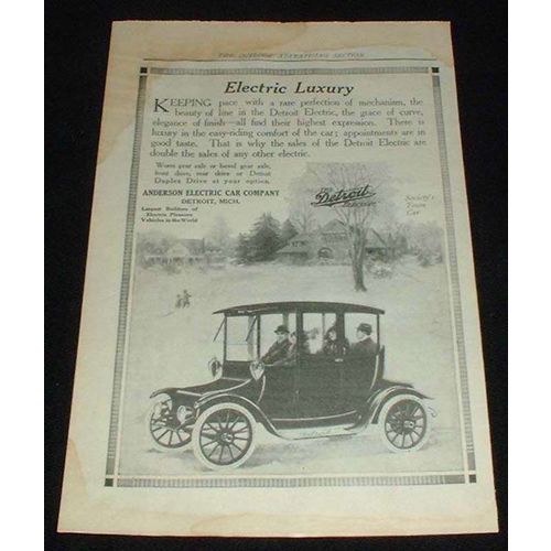1914 Detroit Electric Car Ad, Luxury!!!