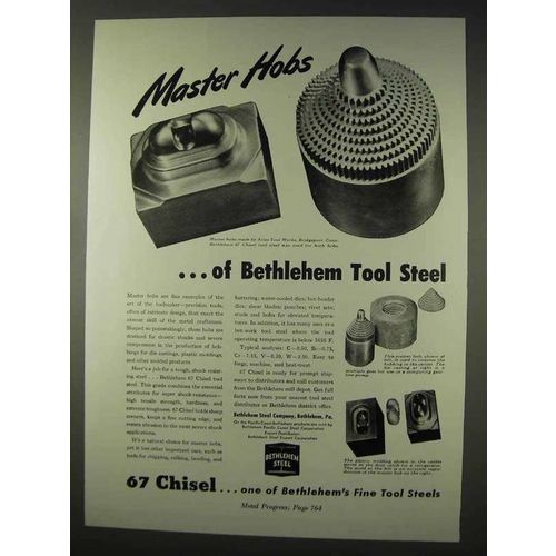 1947 Bethlehem Tool Steel Ad - Master Hobs