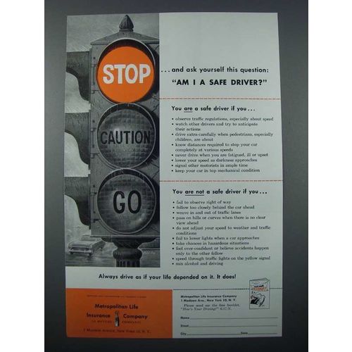 1957 Metropolitan Life Insurance Ad - A Safe Driver